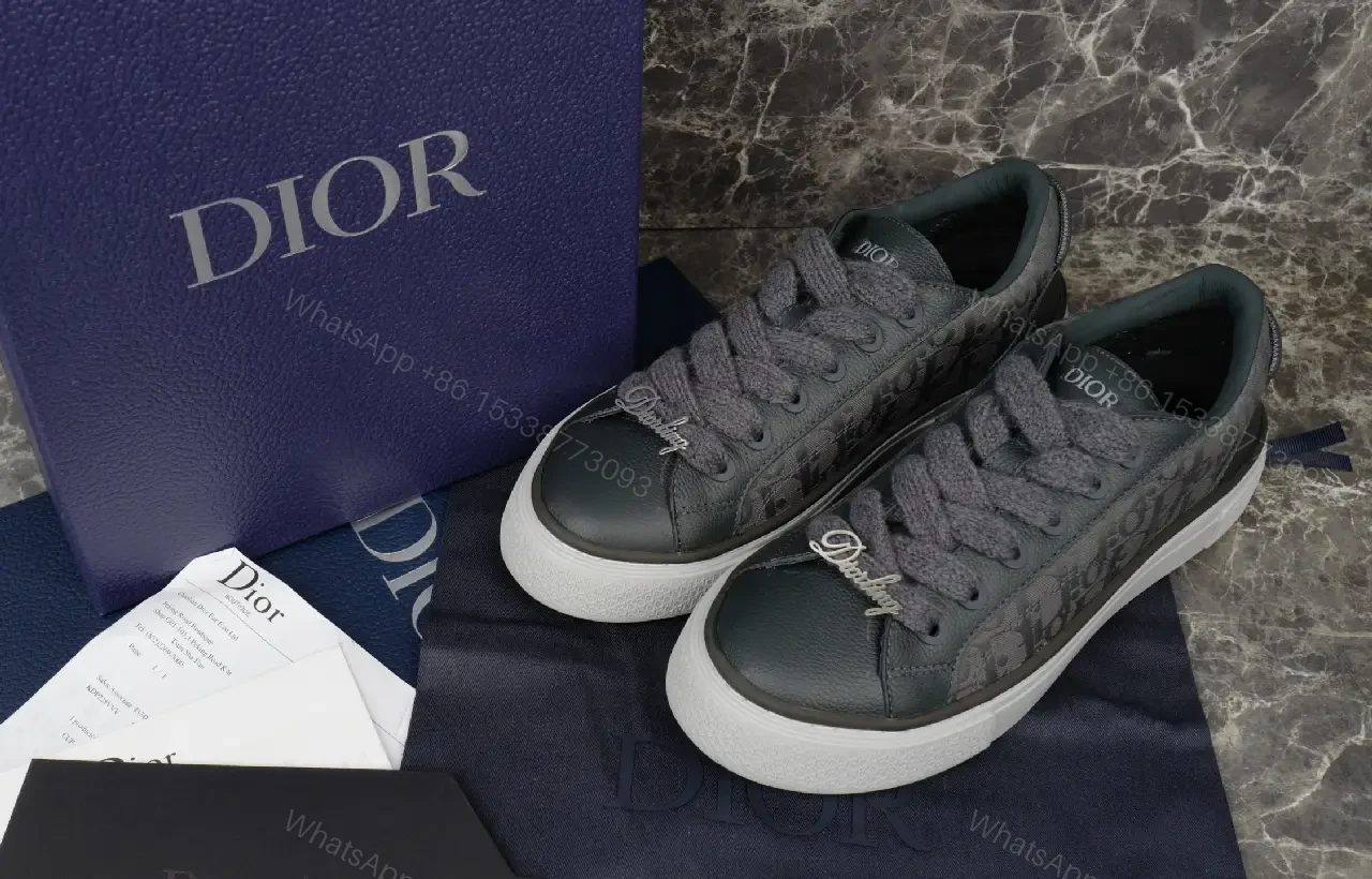 Monogram Texture Leather Low-Top Sneakers for All-Day Comfort — view 1
