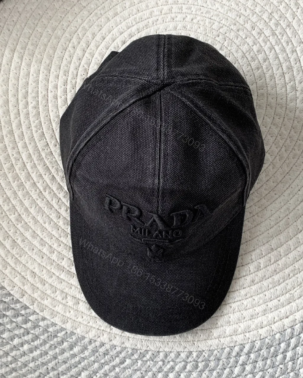 View 2 of Black Cotton Cap, Minimalist, Structured, Low-Profile Logo, Cap