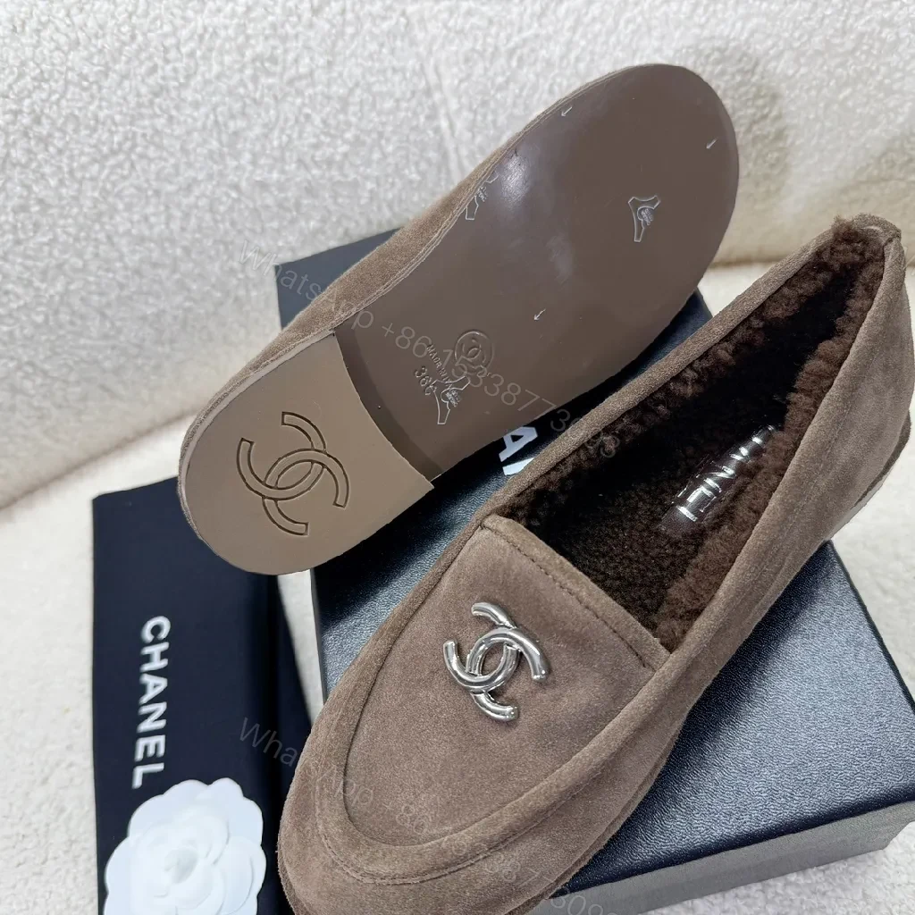 View 4 of Brown Suede Loafers + Suede + Loafer + Designer-inspired emblem + Loafers