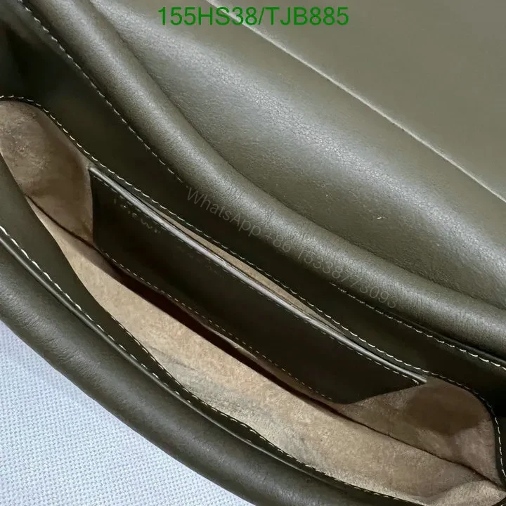 View 10 of Loewe Convertible Leather Shoulder Bag with Dark Khaki Ruched 062138