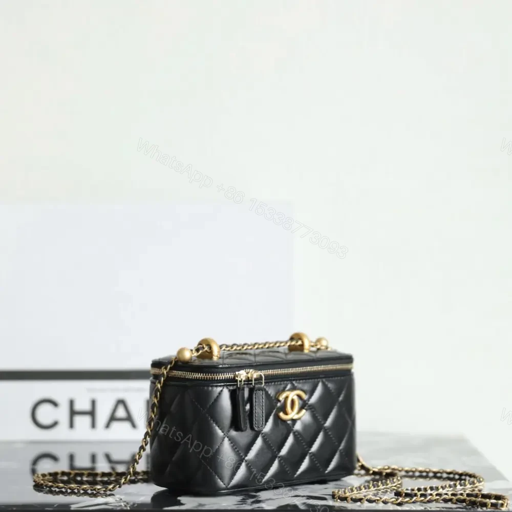 View 4 of 高仿Chanel*24C系列AP3651雙珠鏈條盒子包黑色免檢版