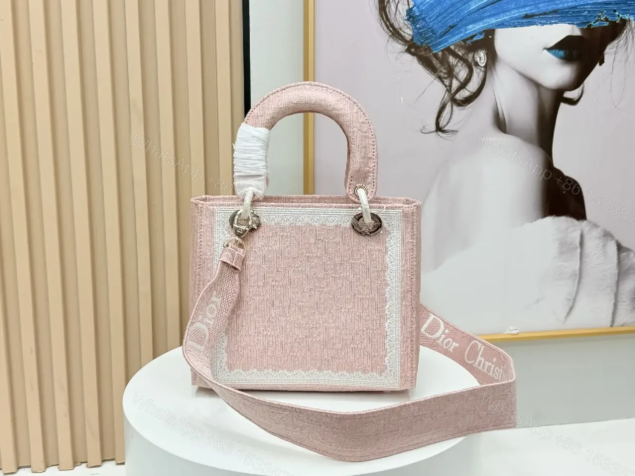 View 10 of Textured Pink Knit Satchel: Chic Mini Handbag, Modern Luxury