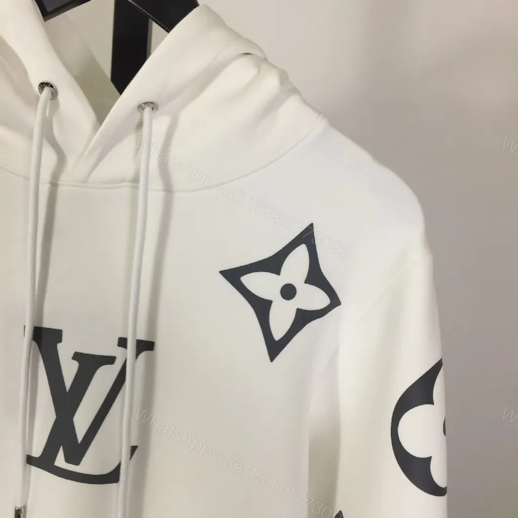View 3 of White Monogram Hoodie: Premium, Luxe Streetwear Comfort
