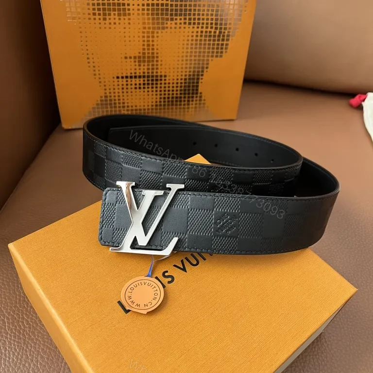 View 9 of Bold Textured Belt with LV Monogram Buckle