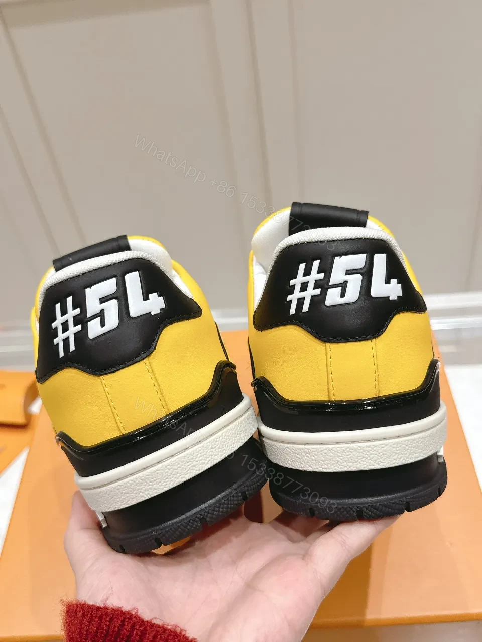 View 8 of Yellow-Accent Premium High-Tops: LV-Inspired Luxury Runner