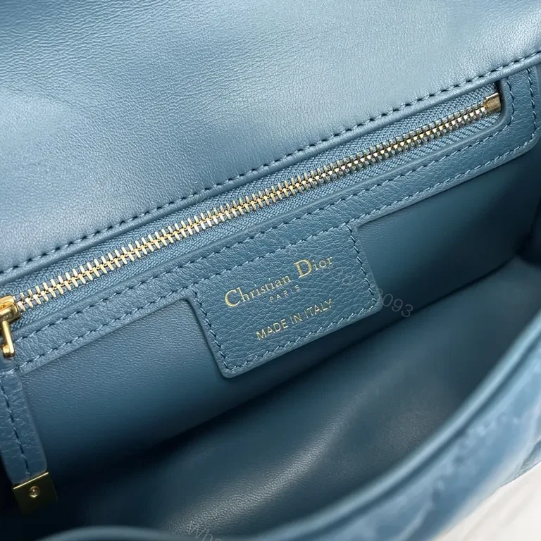View 8 of Teal Quilted Mini Bag with Gold Dior Hardware - Crossbody Luxury