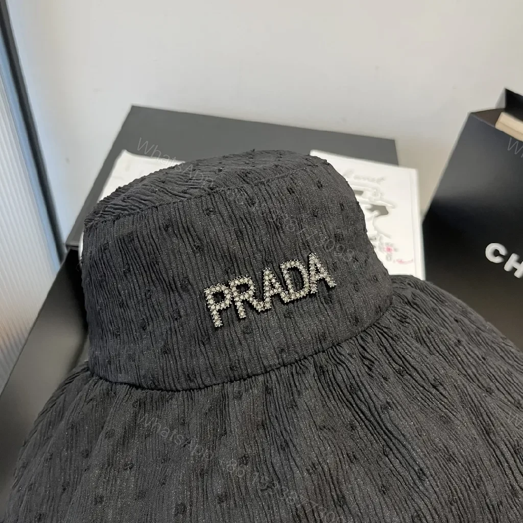 Textured Black Crystal-Embellished Bucket Hat — view 1