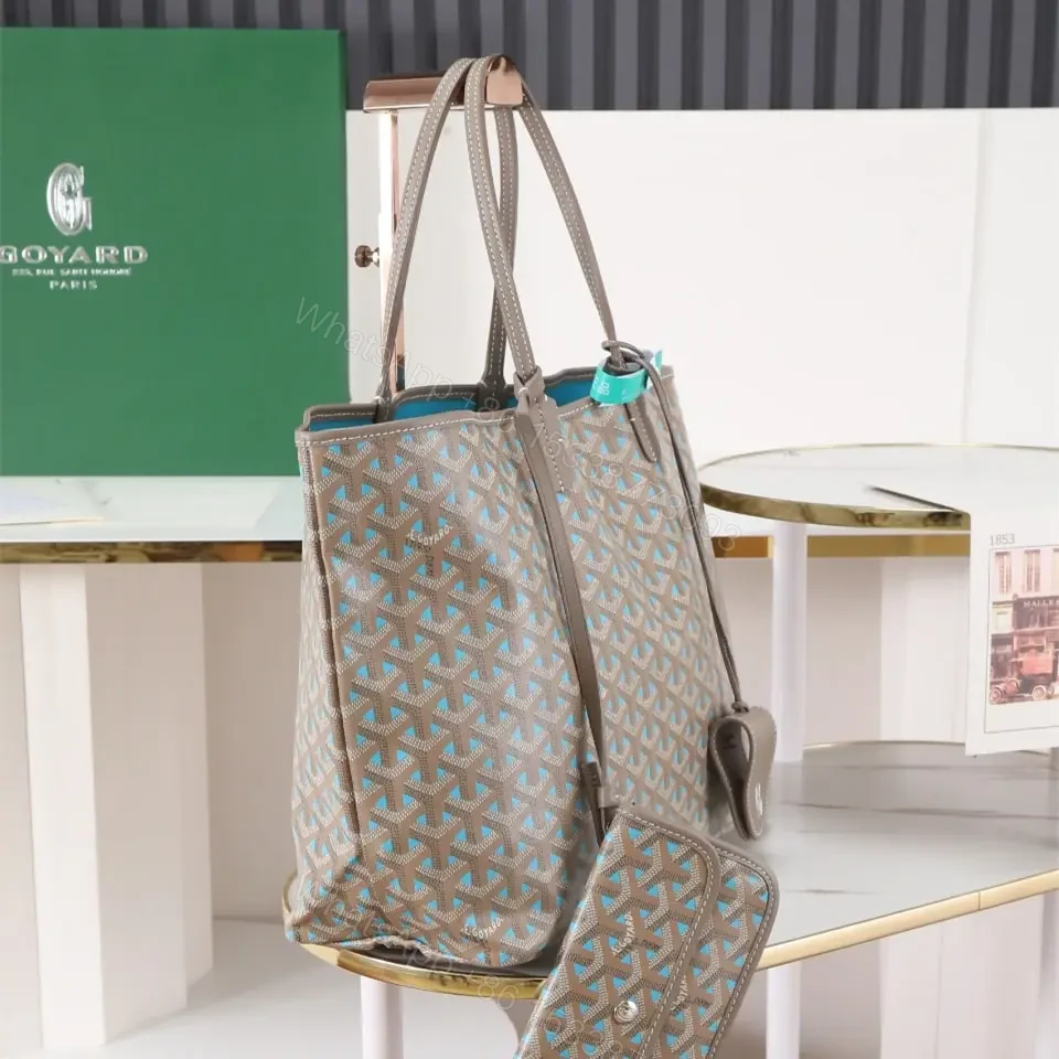 View 3 of 高仿Goyard*STLOUIP11滿印Tote手提袋咖藍免檢版小號