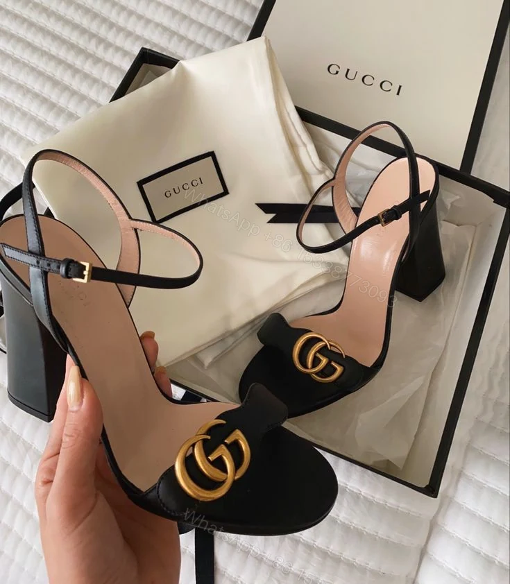 BUY FIRST COPY GUCCI MARMONT BLOCK HEELS FOR LADIES — view 1