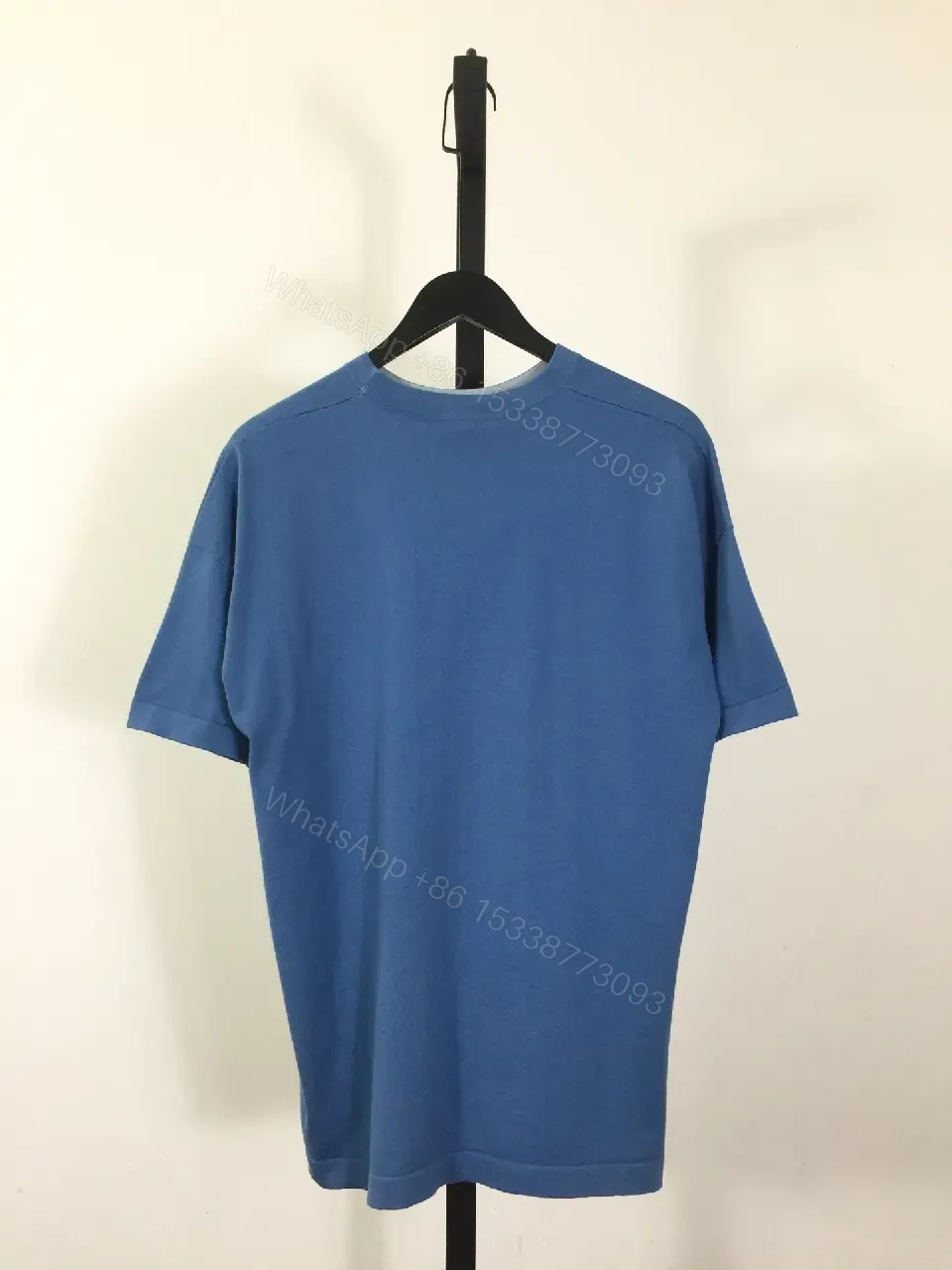 View 8 of Blue Cotton Blend Oversized Tee — Subtle Dior Logo, Luxe Streetwear
