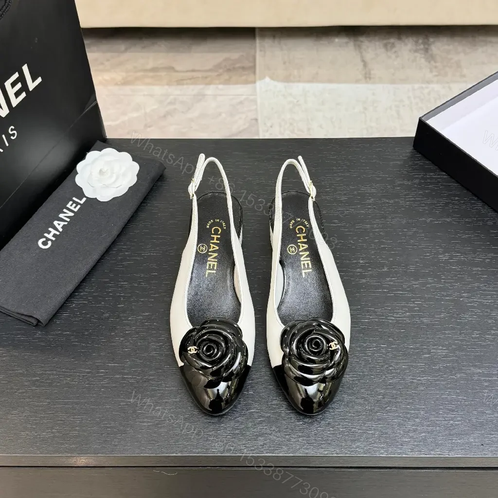 View 6 of Cream-Leather Two-Tone Rose Slingback Pumps, Luxe Style