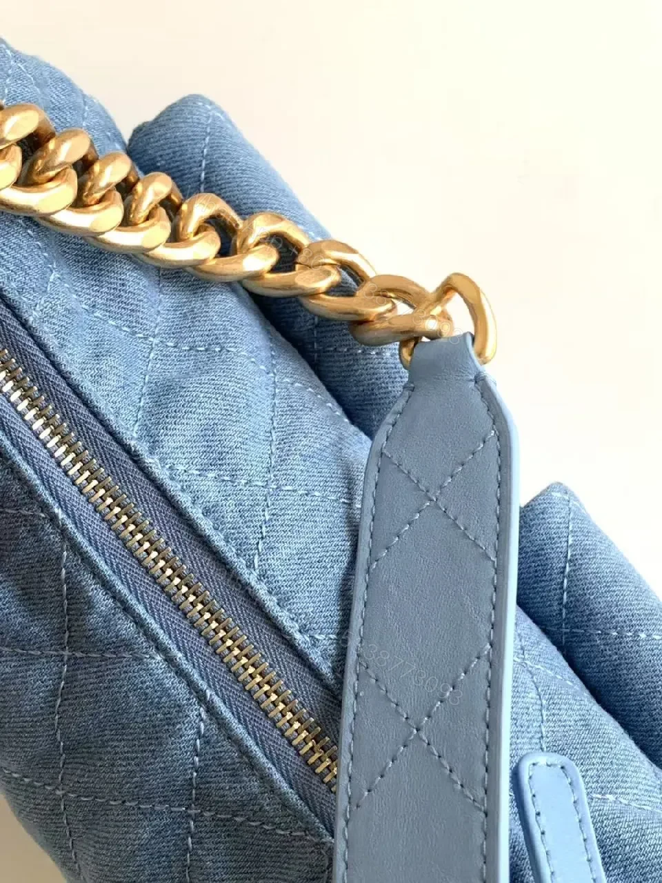View 6 of Denim-Blue Quilted Flap Bag: Everyday Luxe