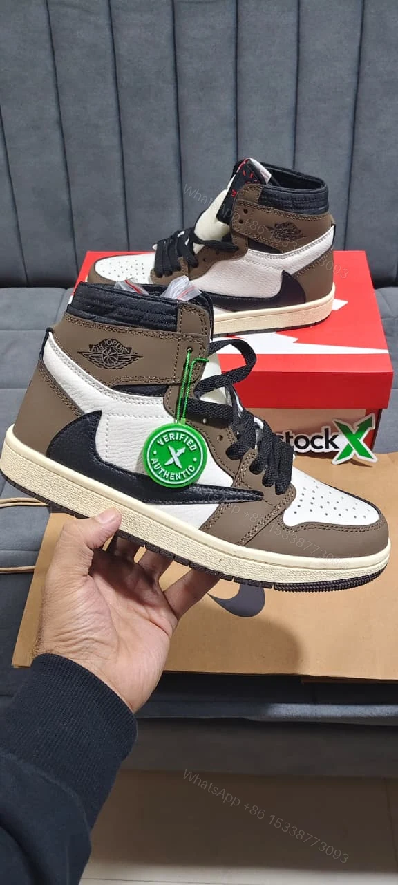 First Copy Nike Air Jordan 1 x Travis Scott Brown High — view 1