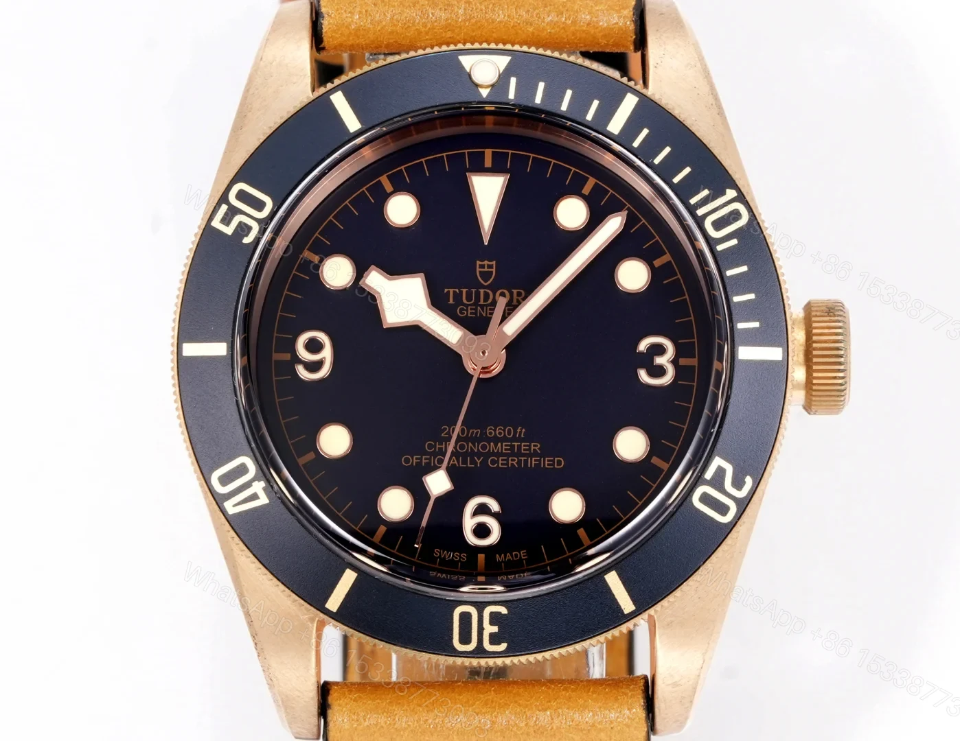 View 2 of Tudor Black Bay Bronze Replica 43MM Premium Vintage Tan Leather Strap Edition RG-TUDOR-BB-BRONZE-TAN-LTH-43
