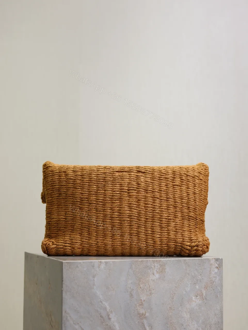 View 5 of Natural Raffia Clutch with Gold-Tone Logo Clasp