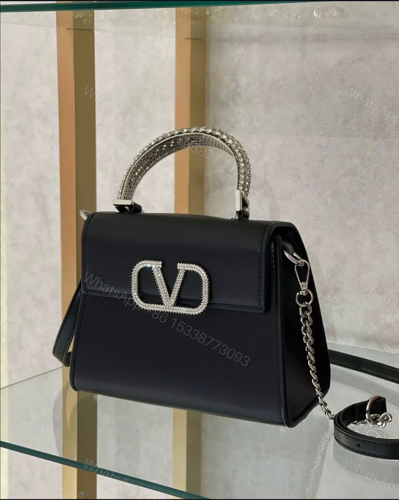 View 2 of FIRST COPY VALENTINO STONE GARAVANI LOGO TOP HANDLE BAG