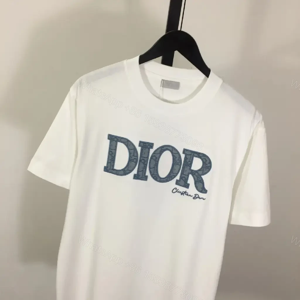 View 5 of White T-Shirt Denim-Style DIOR Logo Casual Regular FitTee