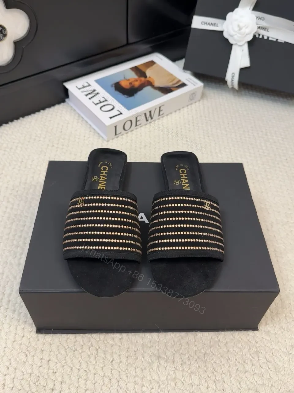 View 5 of Chic Slip-Ons: Striped Embellished Luxe Mules