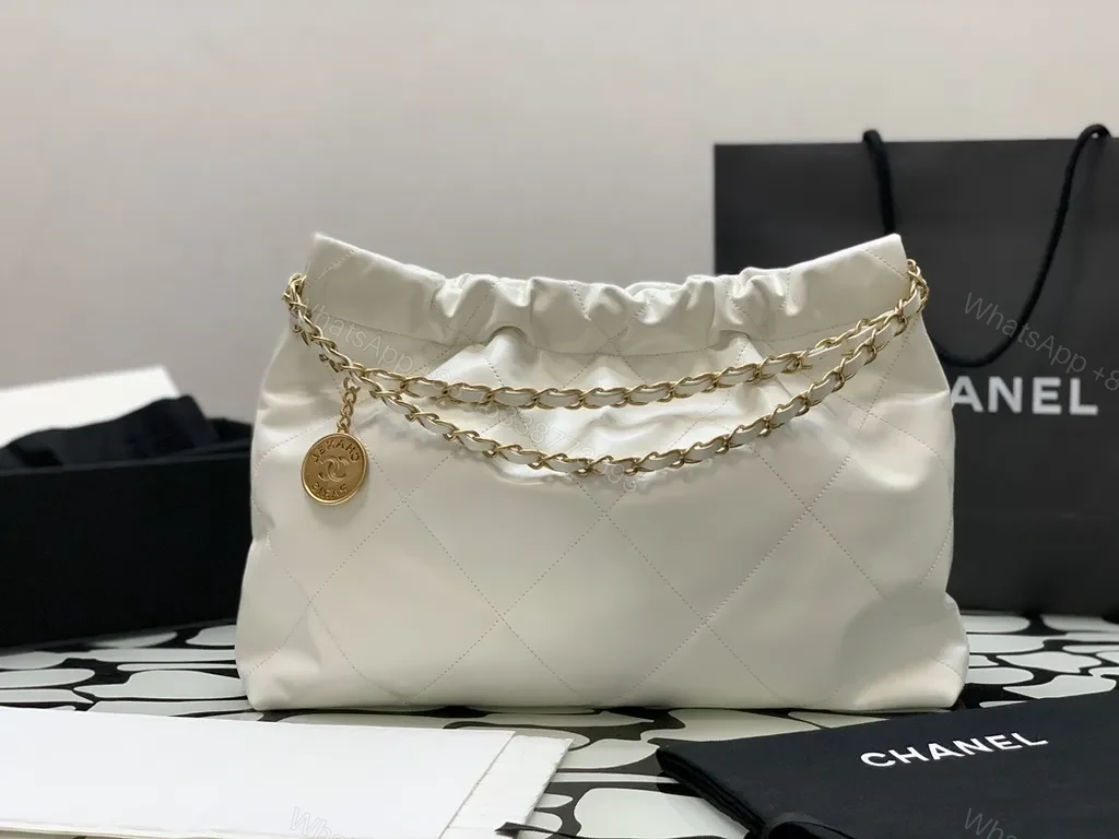 View 8 of Gold-Chain Quilted Chanel-Inspired Shoulder Bag