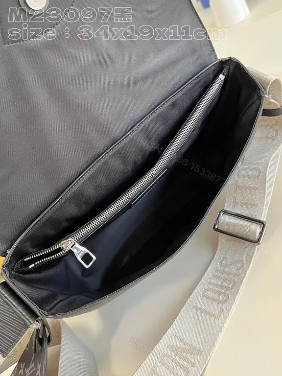 View 9 of Charcoal Leather Crossbody: LV-Inspired, Hands-Free Style