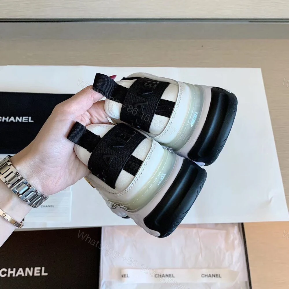 View 7 of Chanel Velvet Sneakers Ivory And Black G35617
