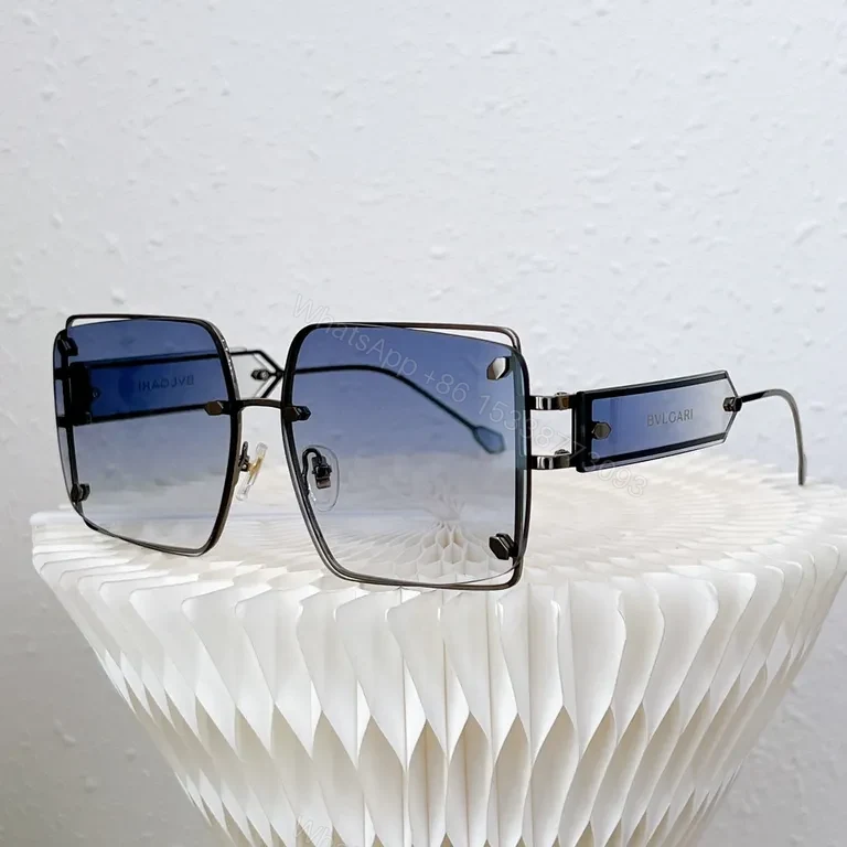 View 3 of Pink Rose-Glide Square Sunglasses: Rose-Gold, BVLGARI Style, UV400 Lenses