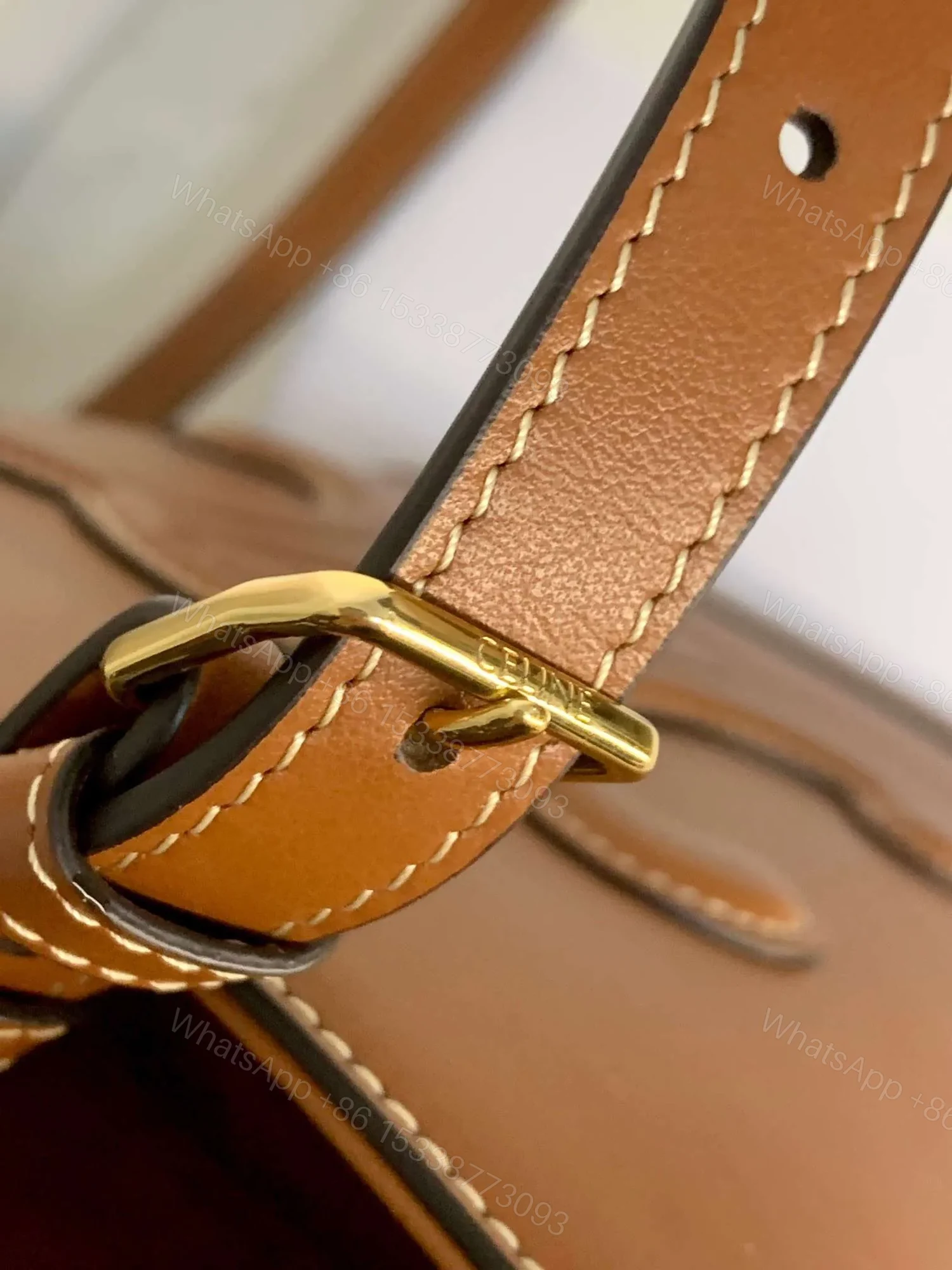 View 2 of Celine Small Bucket Cuir Triomphe Brown Bucket Handbag 30x22x12cm