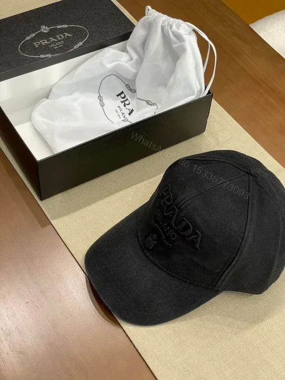 View 2 of Prada Black Cap â€” Subtle Logo, Structured Luxury Cap
