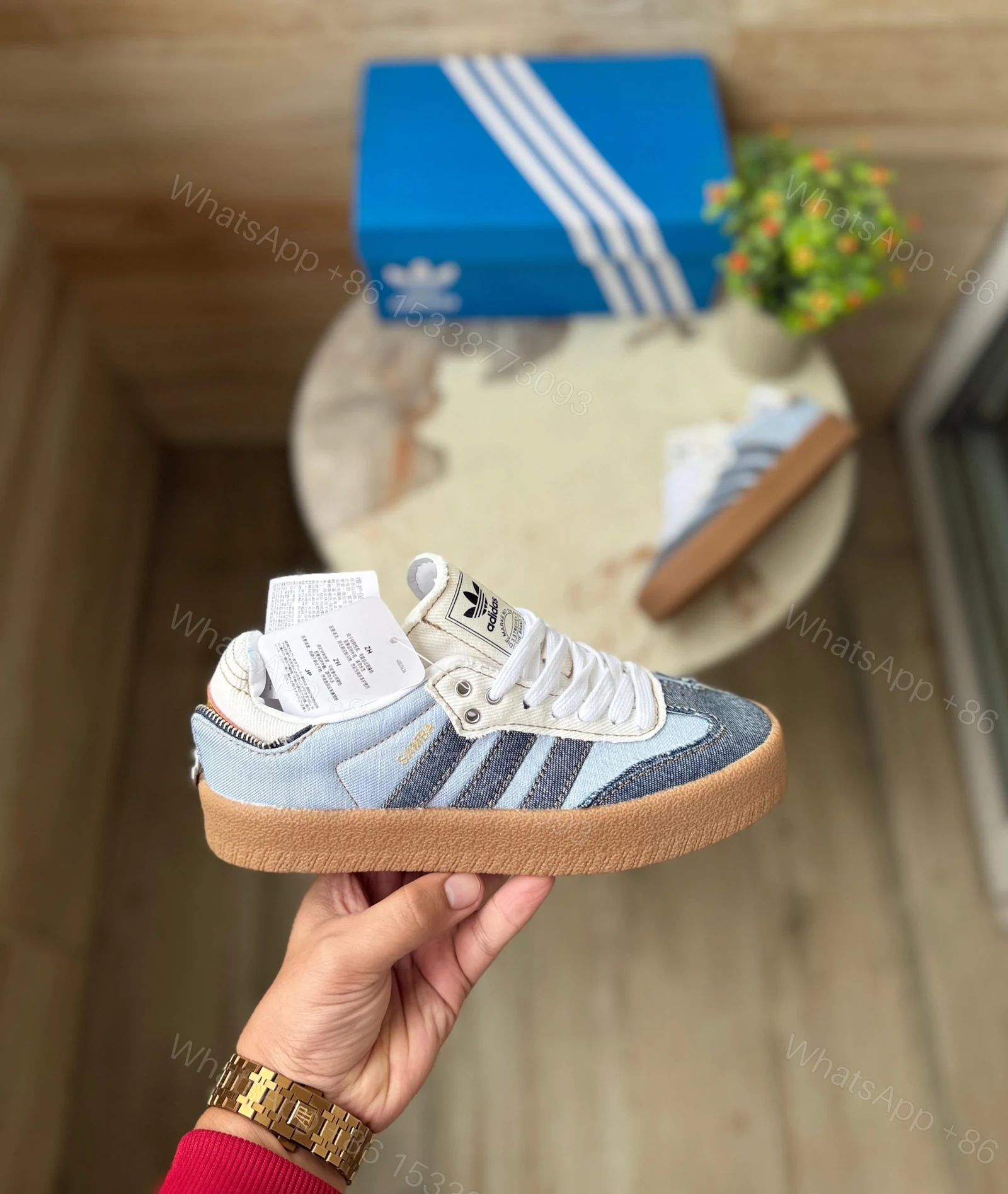 View 3 of NEW ADIDAS OG x ATOMS SAMBA STACKED DENIM REPLICA SHOES