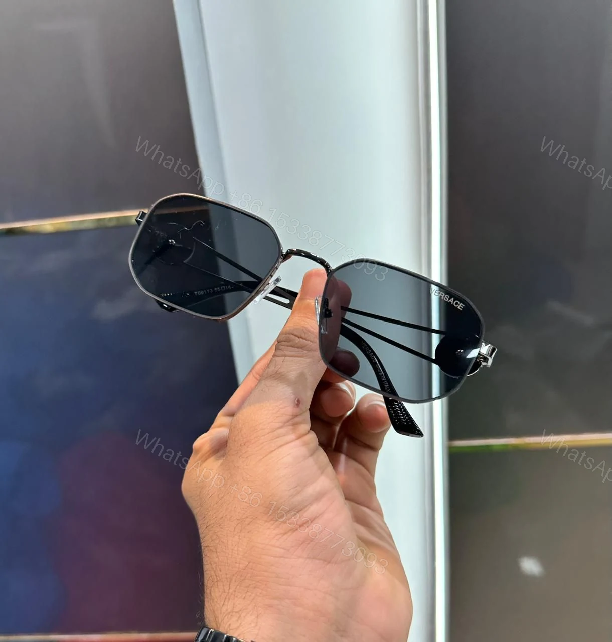 View 2 of Versace Unisex Sunglasses Geometric Lens Dark Gradient