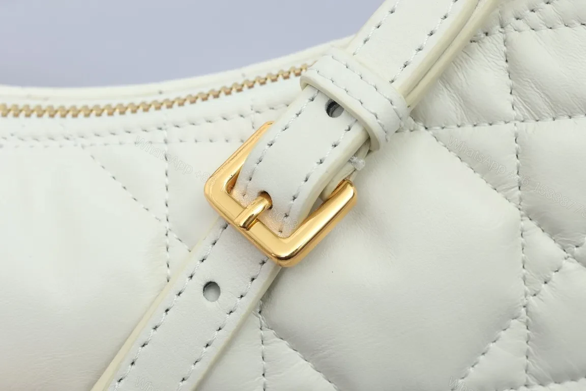 View 4 of Chic Quilted Mini Bag with Gold Chain Strap, Off-White Luxe