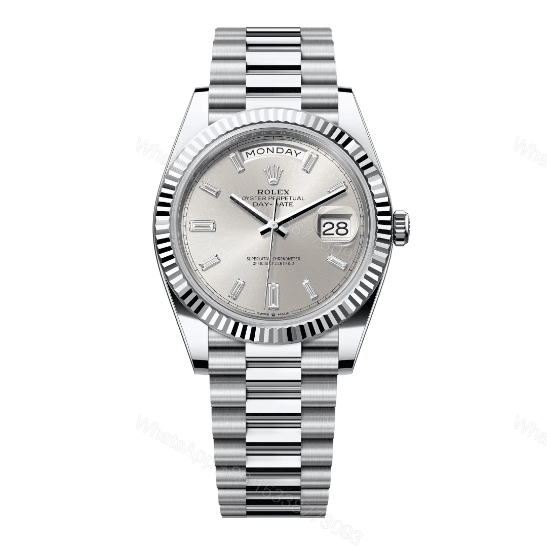 Rolex Day-Date Silver Diamond Dial Replica — view 1