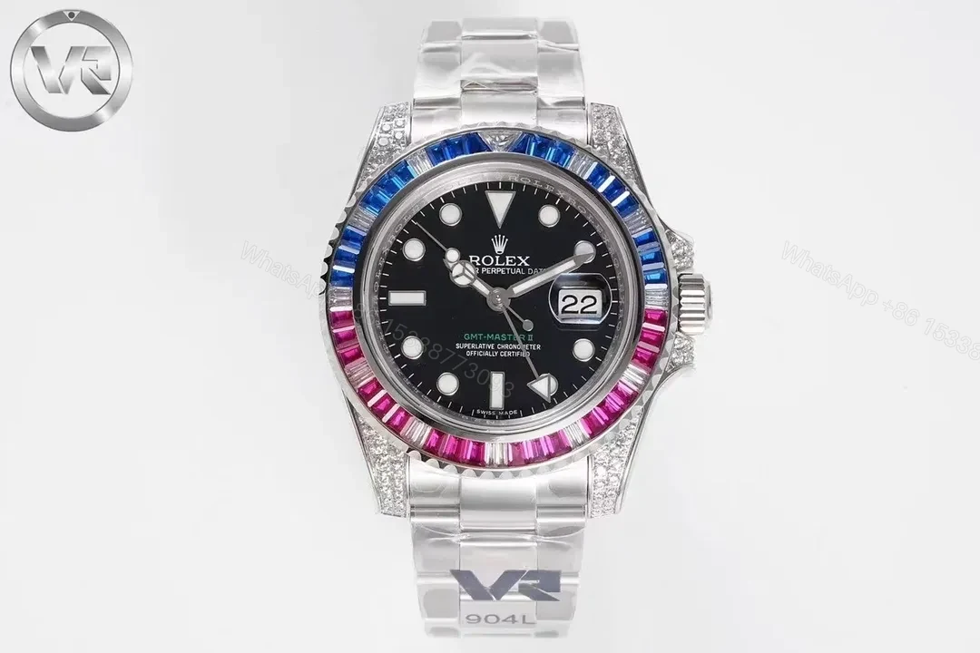 GM Factory Clean Factory VR Rolex GMT II Diamond Watch – Black/Colorful — view 1