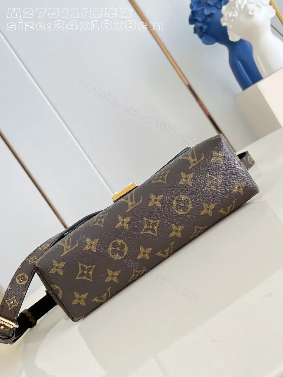 View 5 of Chic Black Satchel: Monogram Canvas, Structured Silhouette