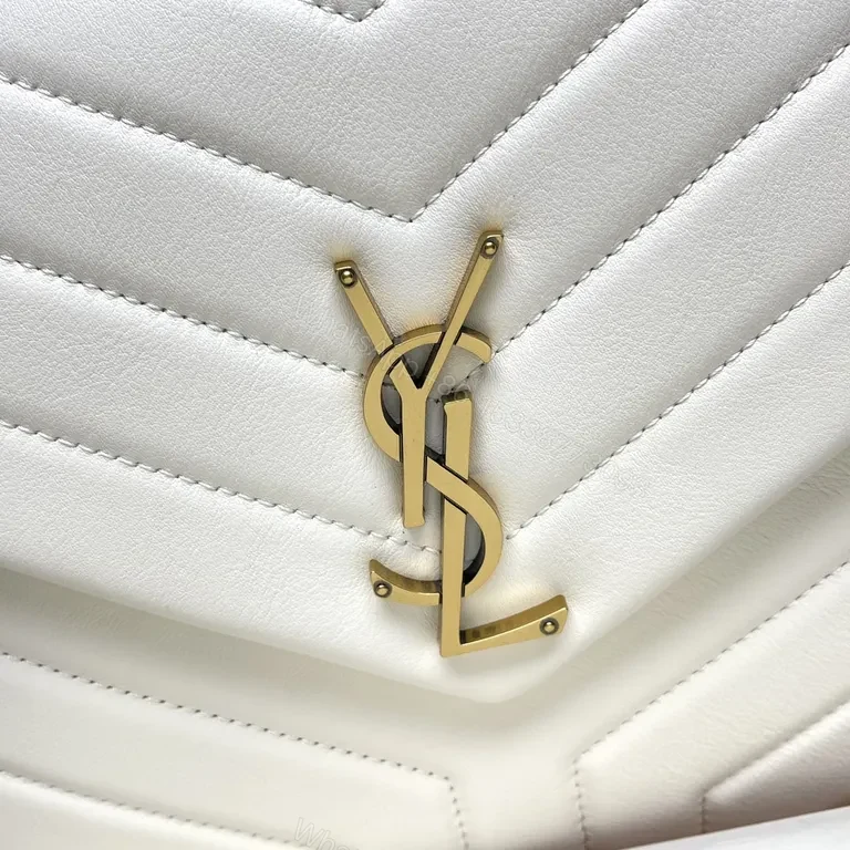 View 8 of Chic Quilted YSL Emblem Crossbody Bag, Ivory, Luxury Style