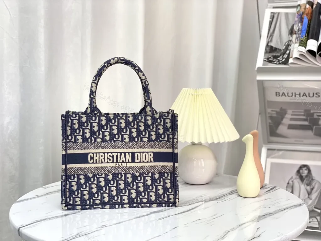 View 9 of Navy Dior Oblique Tote: Signature Pattern, Everyday Luxury
