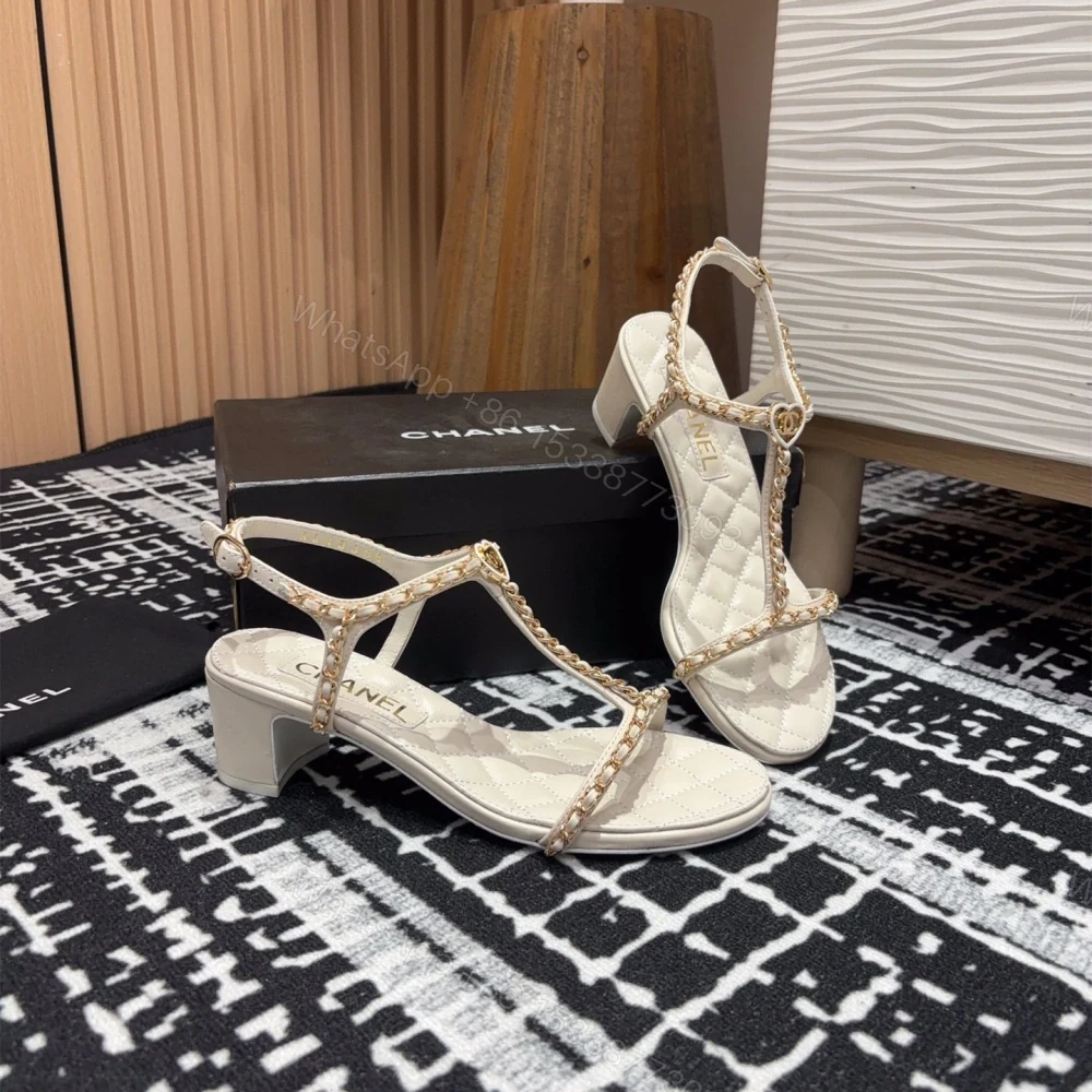 View 8 of 高仿Chanel*25C系列G36122C小羊皮中踭涼鞋白色5CM免檢版