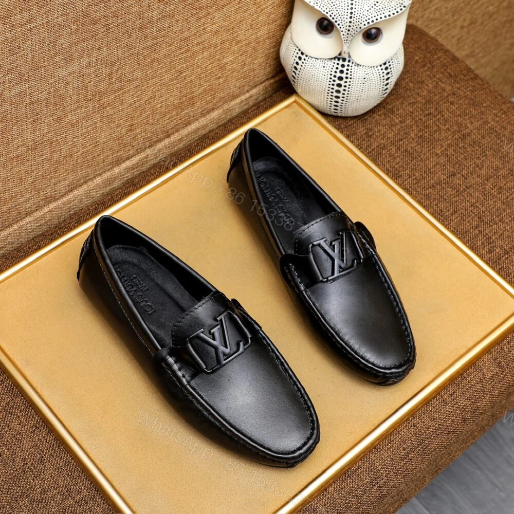 View 2 of Louis Vuitton Loafer Matte Leather With LV Logo In Black