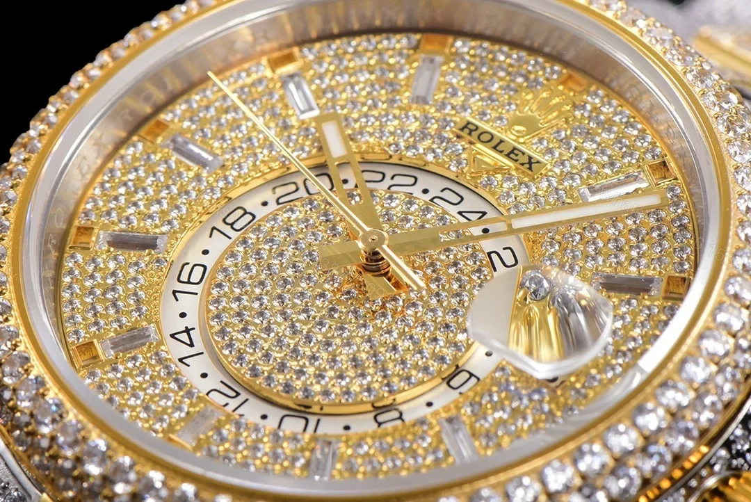 View 3 of Rolex Sky-Dweller Gold Diamond Replica 42MM Exclusive Two-Tone Bracelet RG-ROLEX-SKYDWELLER-GOLD-DIAMOND-42