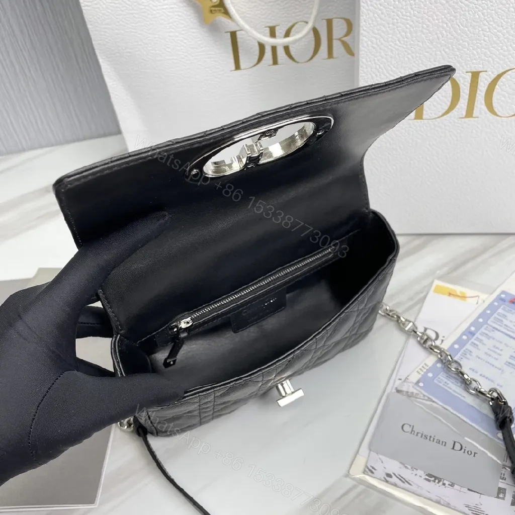 View 5 of Quilted Calfskin Crossbody: Black, Silver Hardware, Luxe Compact Bag