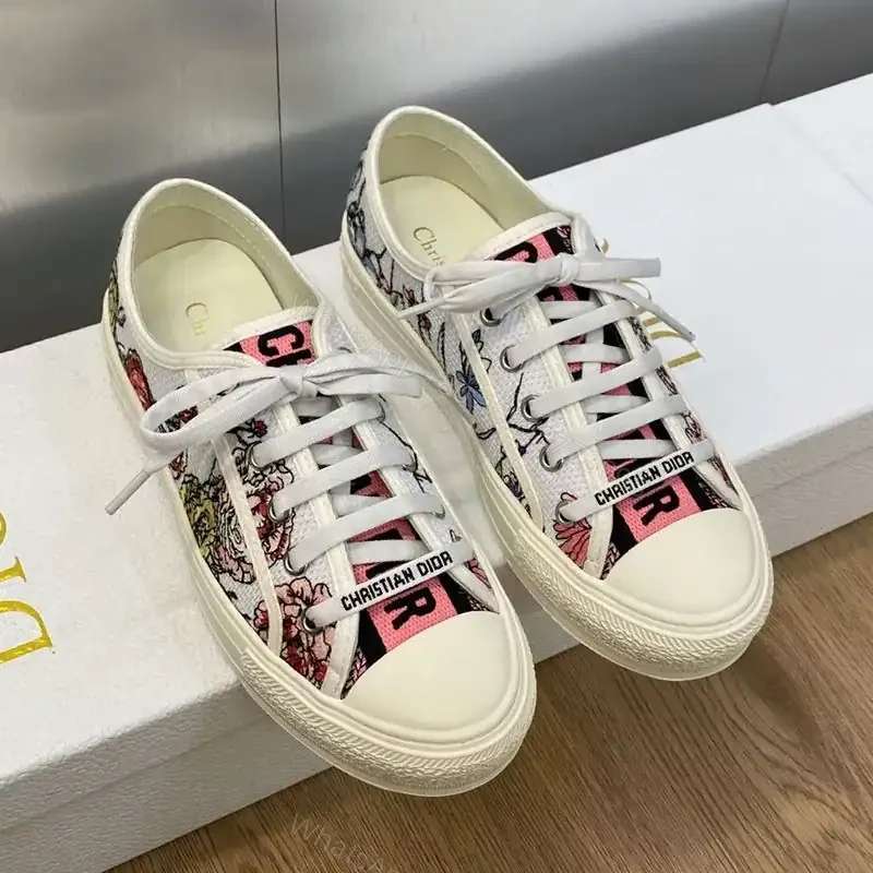 View 2 of WALK’N’DIOR SNEAKERS WOMEN FLORILEGIO EMBROIDERED WHITE/PINK – CD155