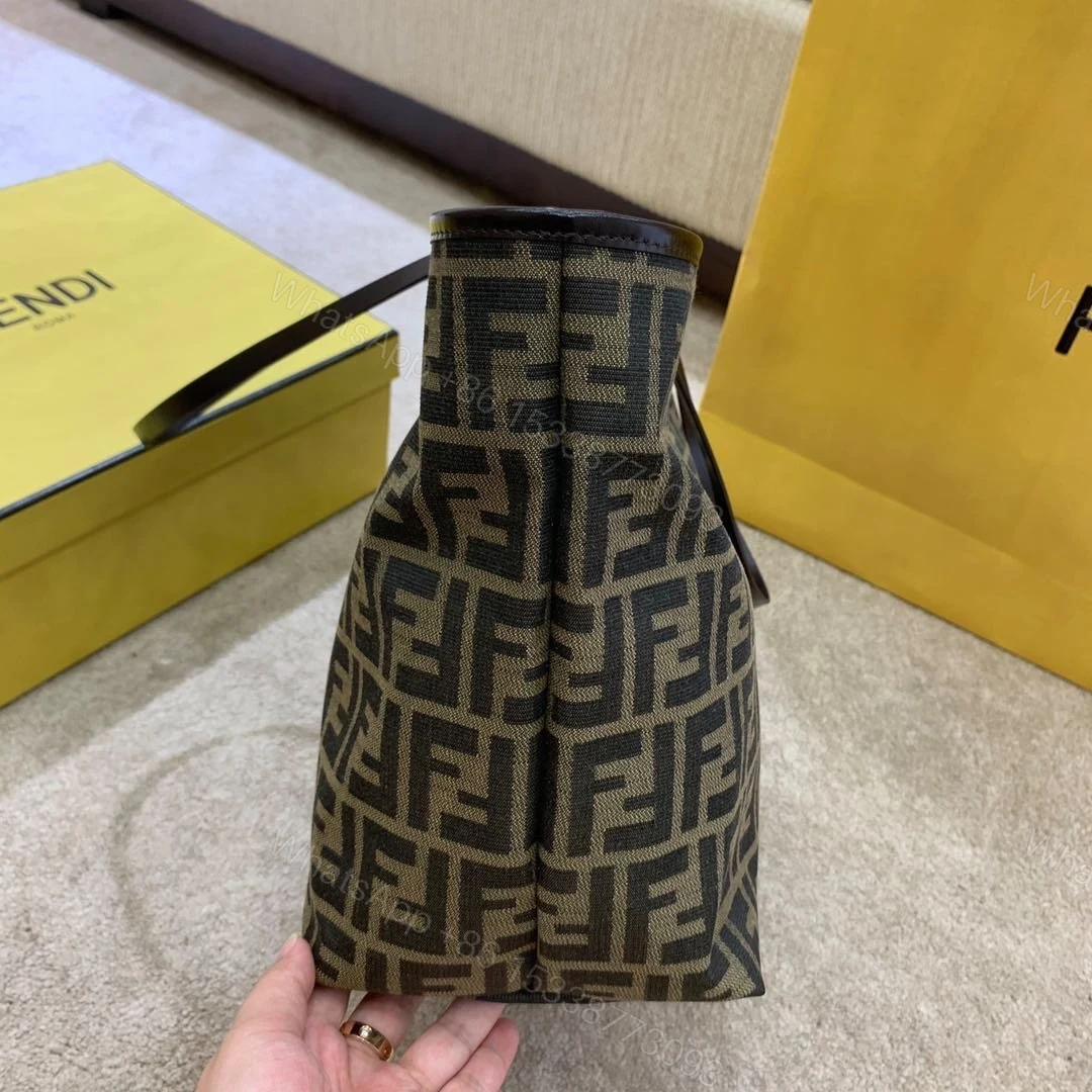 View 3 of FENDI ZUCCA TOTE BAG IN BROWN AND BLACK WITH GOLD HARDWARE