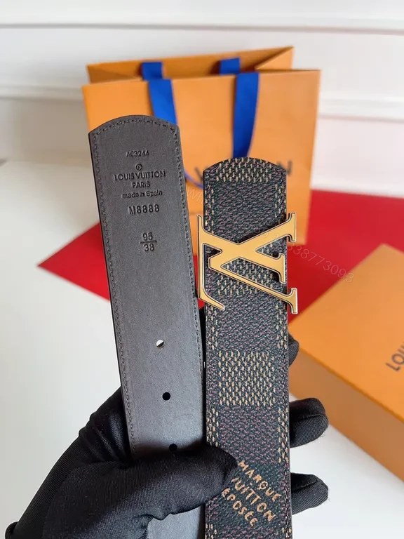 View 8 of Modern Patterned Belt with LV Hardware - Signature Luxury Belt