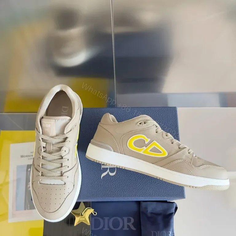 View 8 of Chic Dior-Inspired Low-Top Sneakers, Neutral Palette
