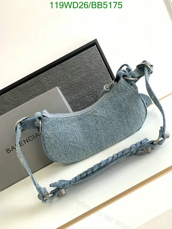 View 4 of Le Cagole Small Shoulder Bag Denim with Rhinestones Fake Balenciaga 6K8M45
