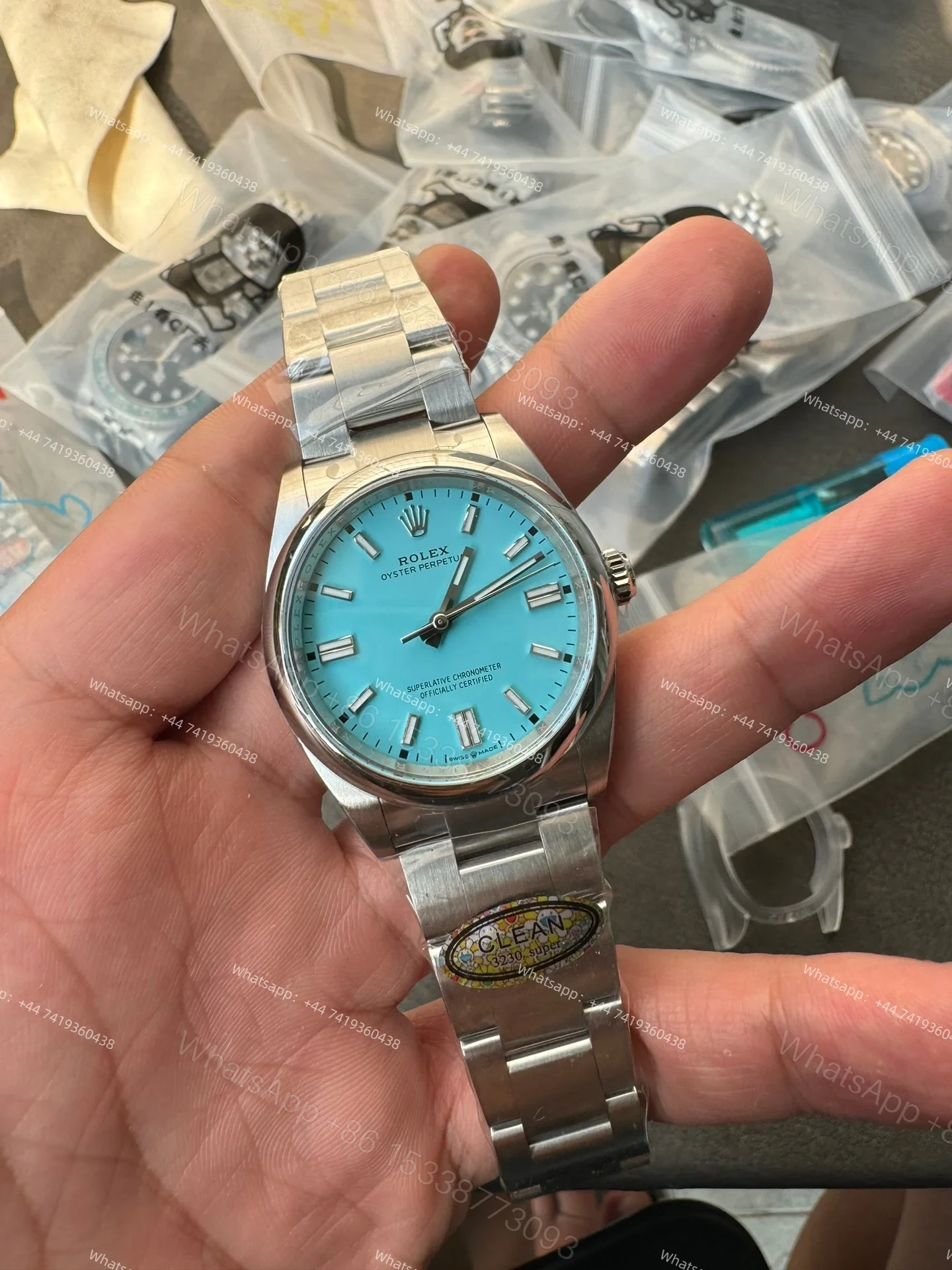View 2 of Rolex Super Clone Oyster Perpetual M126000-0006 36mm Tiffany Blue Dial 3230 Movement