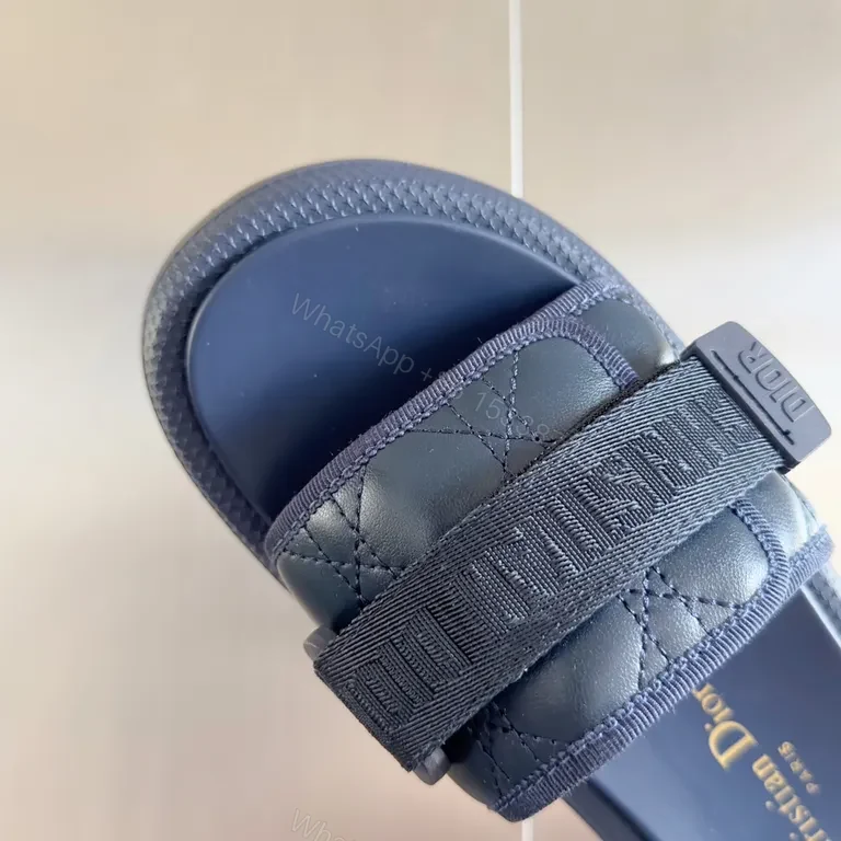 View 9 of Patterned Sandals: Quilted Leather Dior-Style Slide Sandals