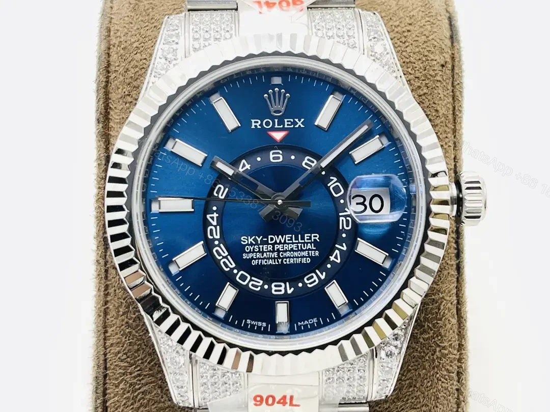 View 4 of Rolex Sky-Dweller 326934 Blue Diamond Paved Oyster Bracelet 42mm RLX-SD-BDP-OYS42-X