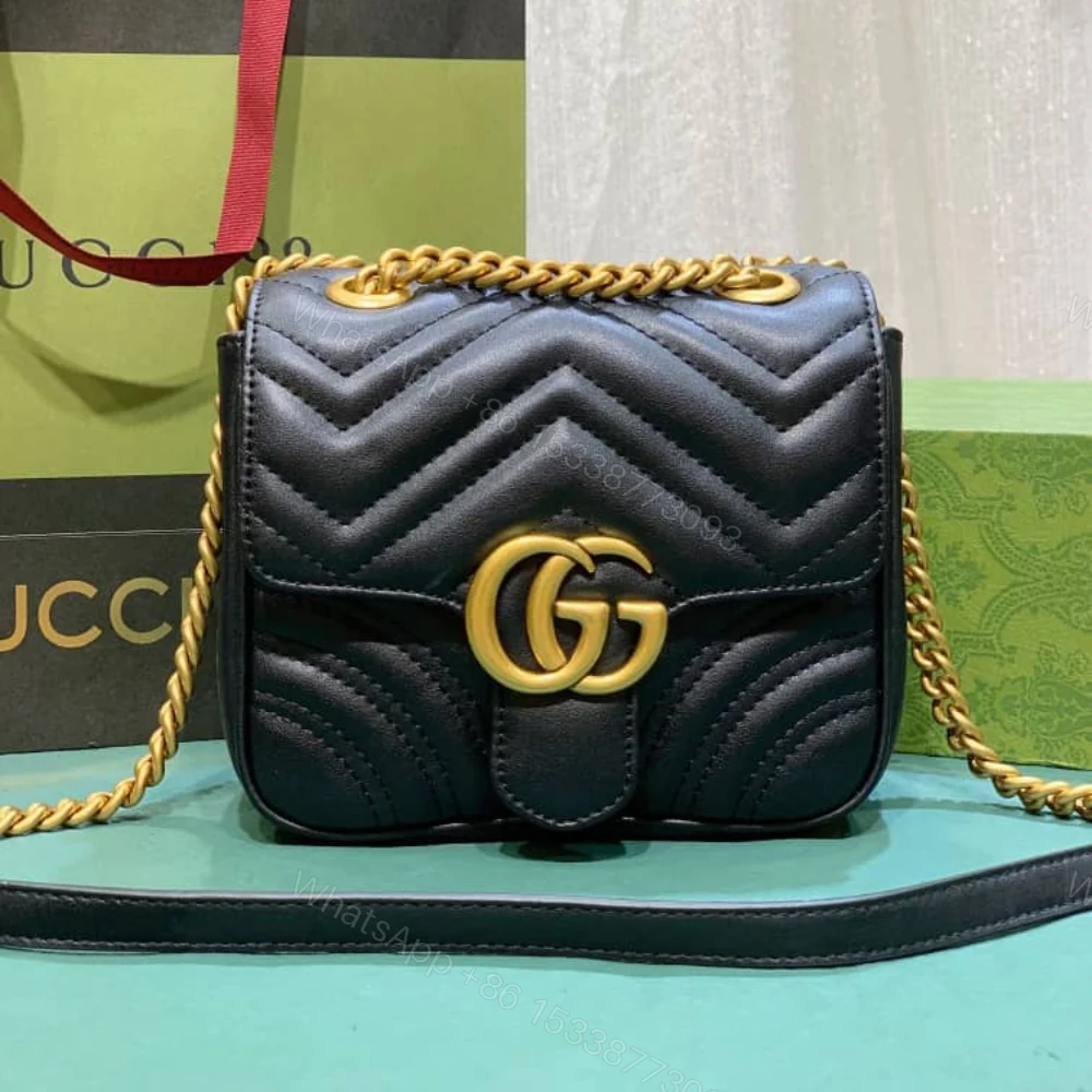 View 2 of Gucci GG Marmont Mini Shoulder Bag Black 18Cm 739682 AABZC 6832