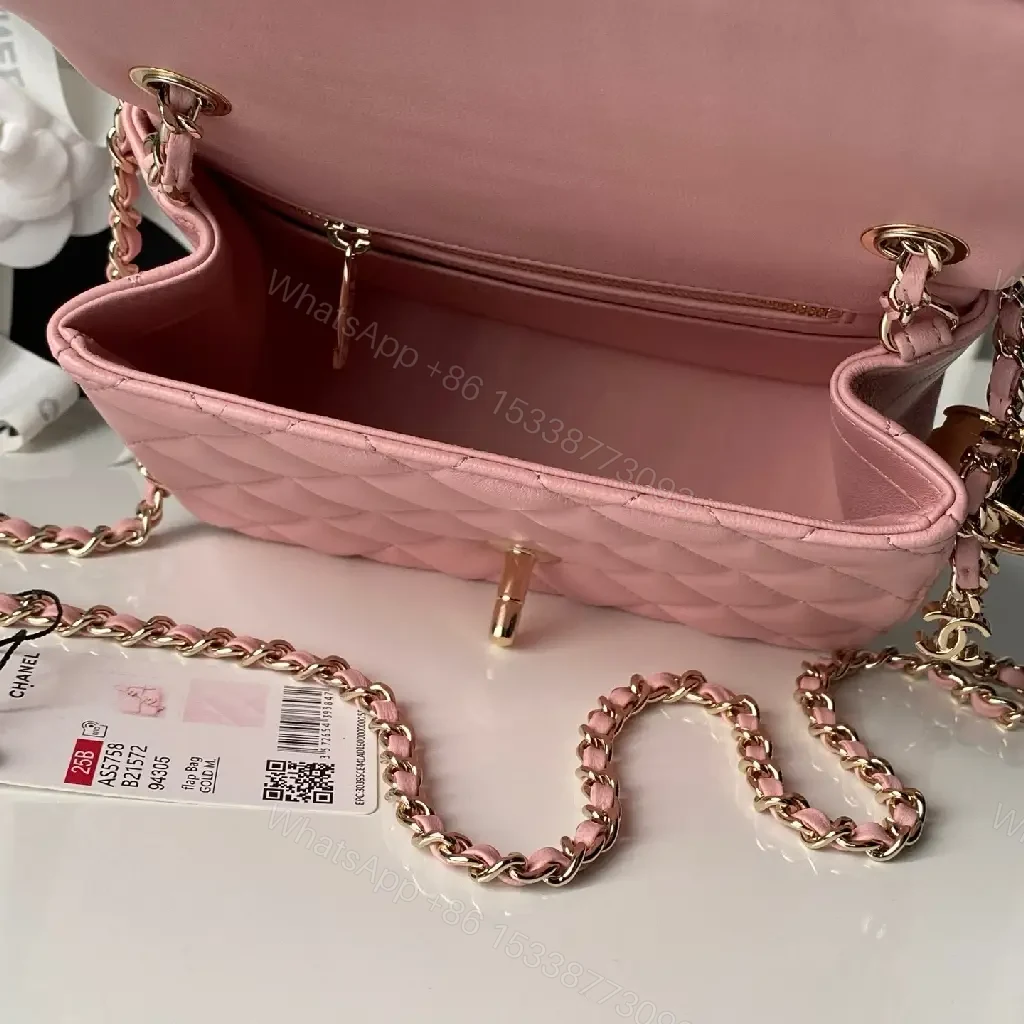 View 4 of Pink Quilted Chain Flap Bag - Luxe Everyday Crossbody Bag